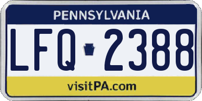 PA license plate LFQ2388