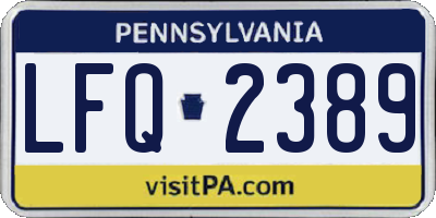 PA license plate LFQ2389