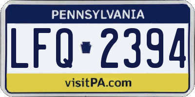 PA license plate LFQ2394