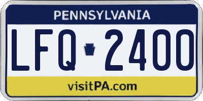 PA license plate LFQ2400