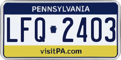 PA license plate LFQ2403