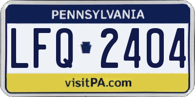 PA license plate LFQ2404