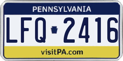 PA license plate LFQ2416
