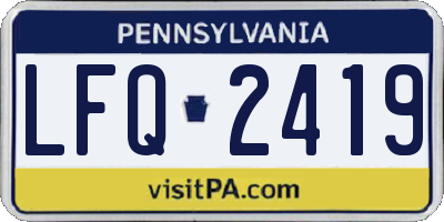 PA license plate LFQ2419