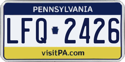 PA license plate LFQ2426