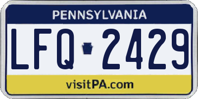 PA license plate LFQ2429