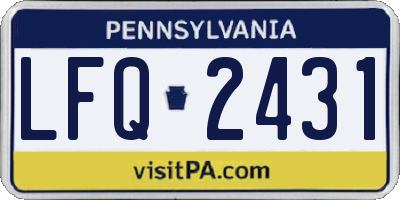 PA license plate LFQ2431
