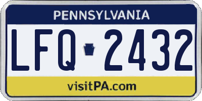 PA license plate LFQ2432