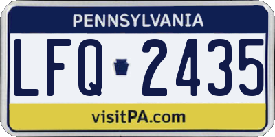 PA license plate LFQ2435