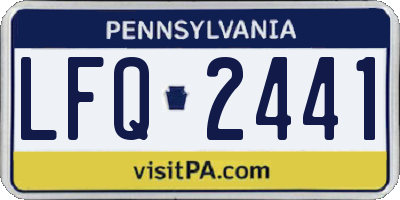 PA license plate LFQ2441