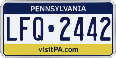 PA license plate LFQ2442