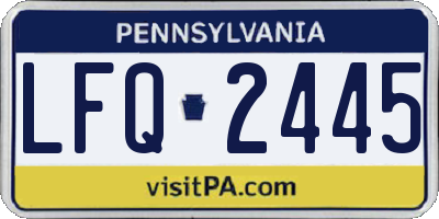 PA license plate LFQ2445