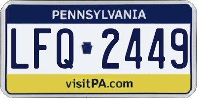 PA license plate LFQ2449