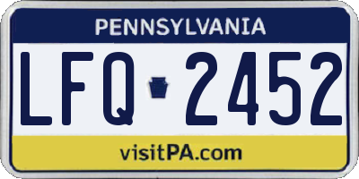 PA license plate LFQ2452