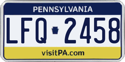 PA license plate LFQ2458