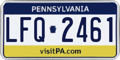 PA license plate LFQ2461