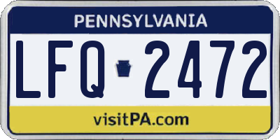 PA license plate LFQ2472