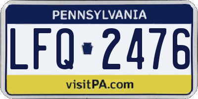 PA license plate LFQ2476