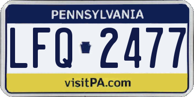 PA license plate LFQ2477