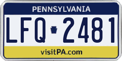 PA license plate LFQ2481