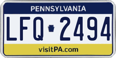 PA license plate LFQ2494