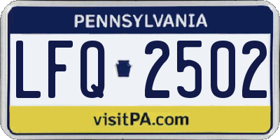 PA license plate LFQ2502