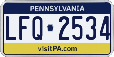 PA license plate LFQ2534