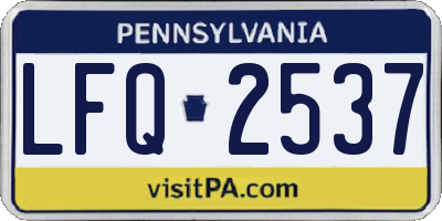 PA license plate LFQ2537