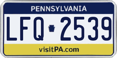 PA license plate LFQ2539