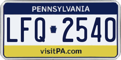 PA license plate LFQ2540