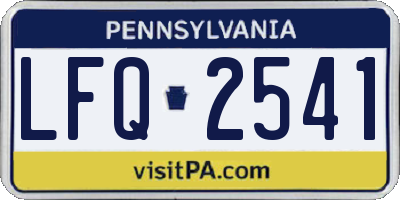 PA license plate LFQ2541