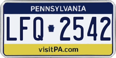 PA license plate LFQ2542