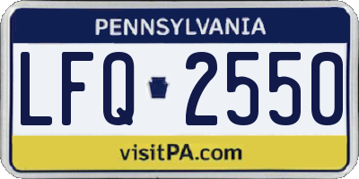 PA license plate LFQ2550