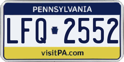 PA license plate LFQ2552