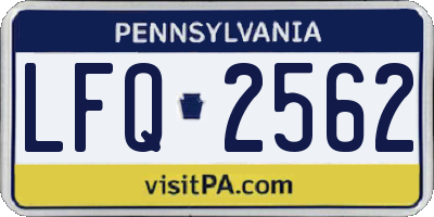 PA license plate LFQ2562