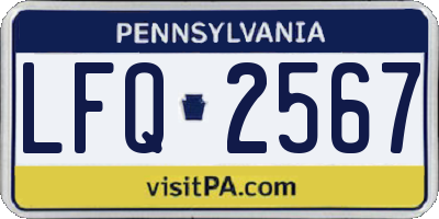 PA license plate LFQ2567