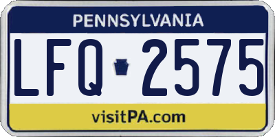 PA license plate LFQ2575