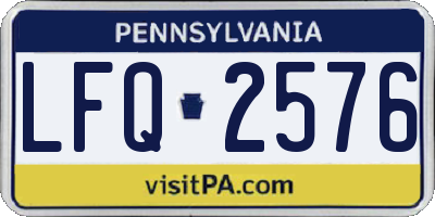 PA license plate LFQ2576