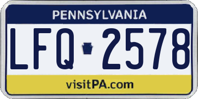 PA license plate LFQ2578