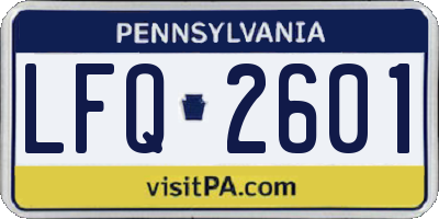 PA license plate LFQ2601