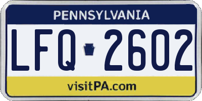 PA license plate LFQ2602