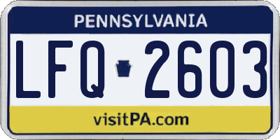 PA license plate LFQ2603