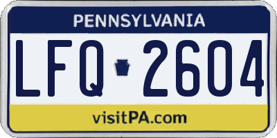 PA license plate LFQ2604
