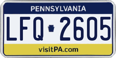 PA license plate LFQ2605