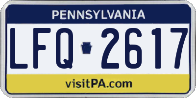 PA license plate LFQ2617