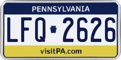 PA license plate LFQ2626