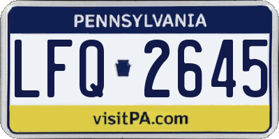 PA license plate LFQ2645