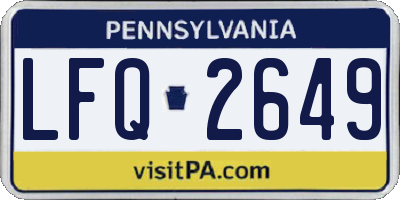 PA license plate LFQ2649