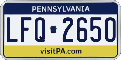 PA license plate LFQ2650