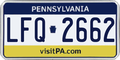 PA license plate LFQ2662